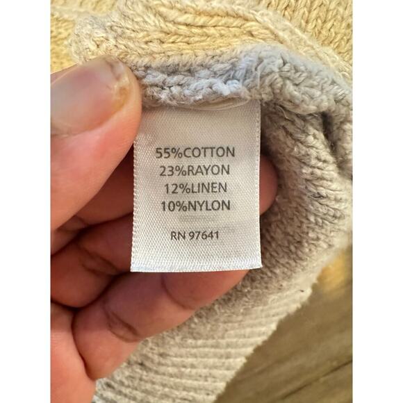 J.Jill Womens V-Neck Cotton Linen Bkend Sweater Beige Minimalist Basic SIZE L - Picture 3 of 7